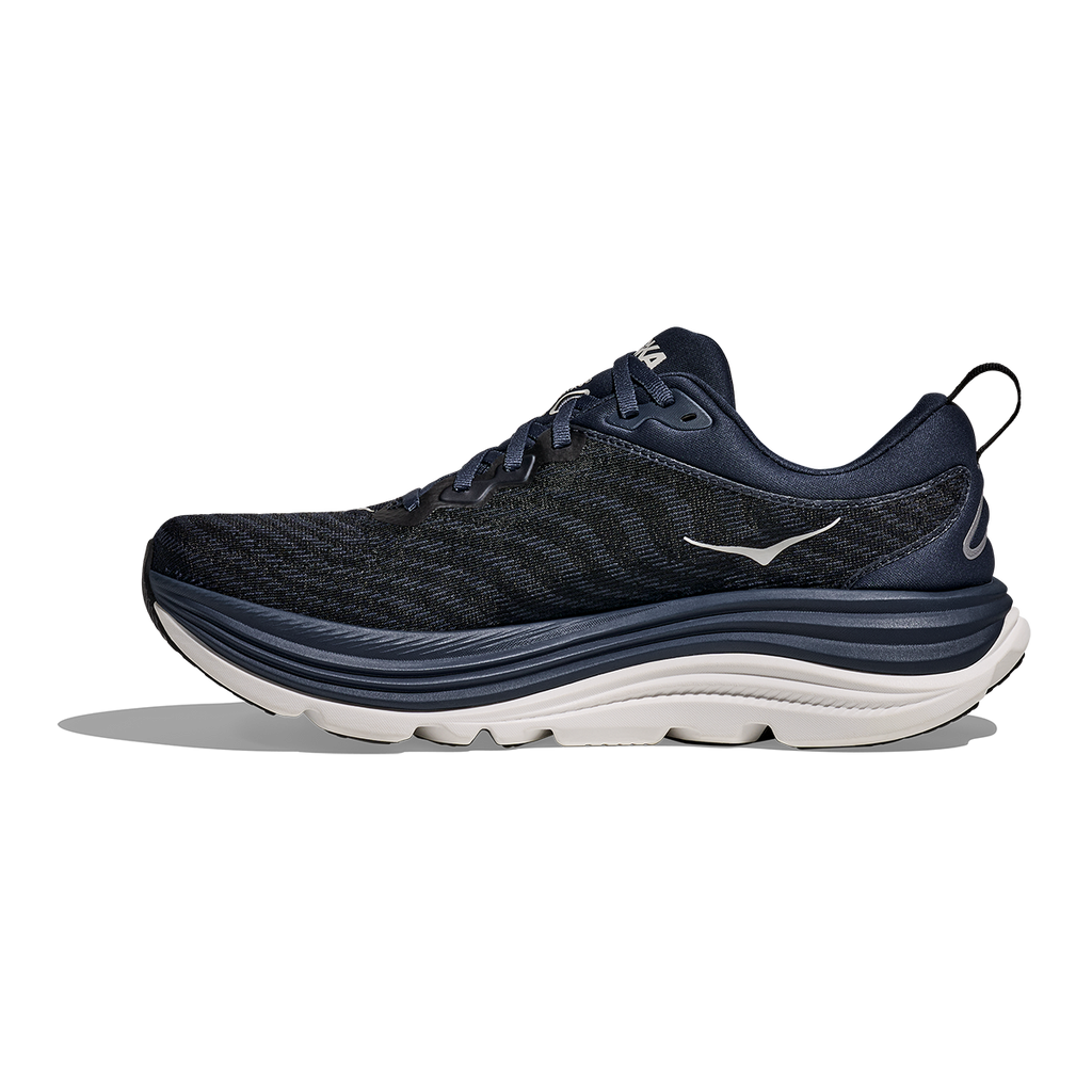 Hoka Gaviota 5 — Black - White — Size D — Width 14 — Side View