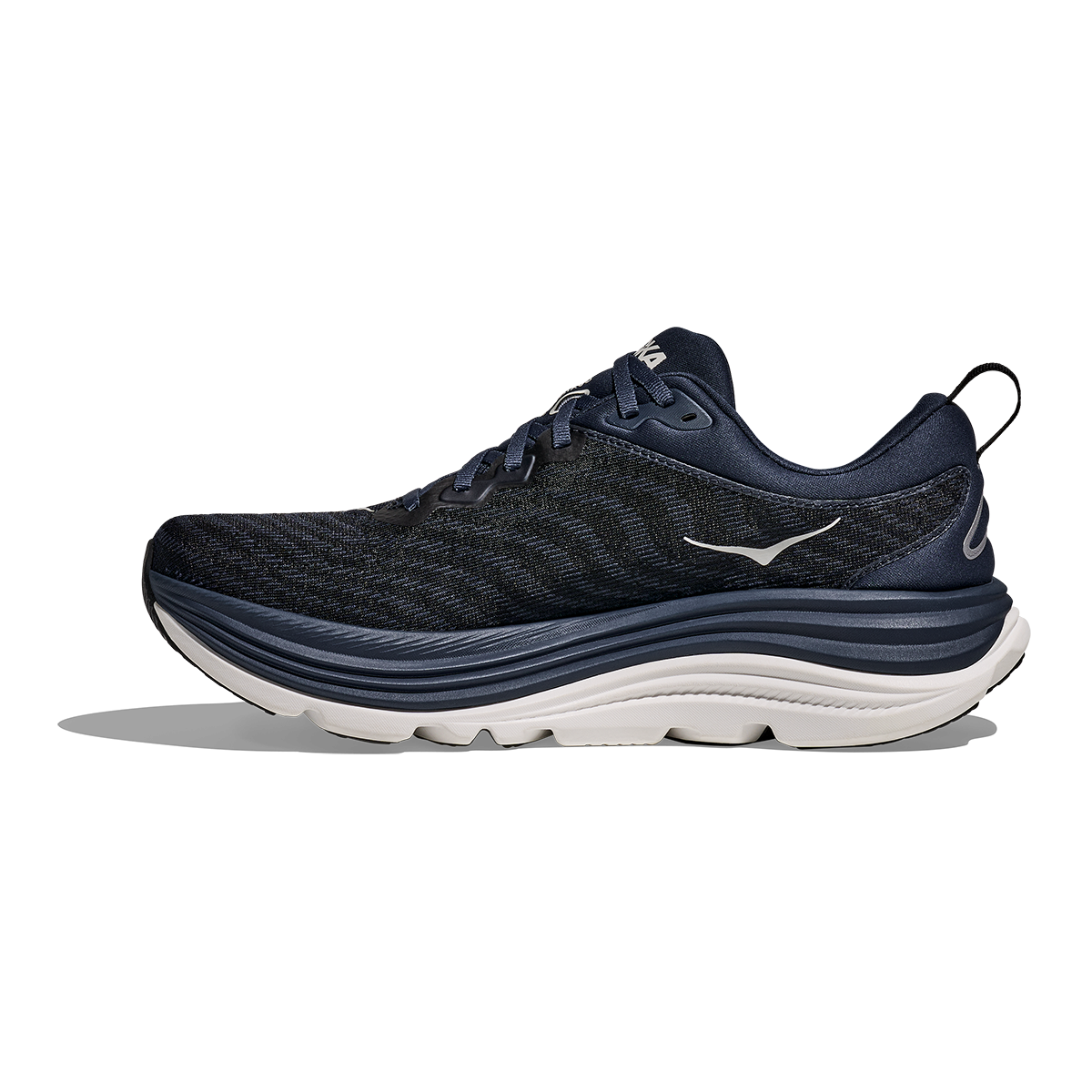 Hoka Gaviota 5 — Black - White — Size D — Width 14 — Side View