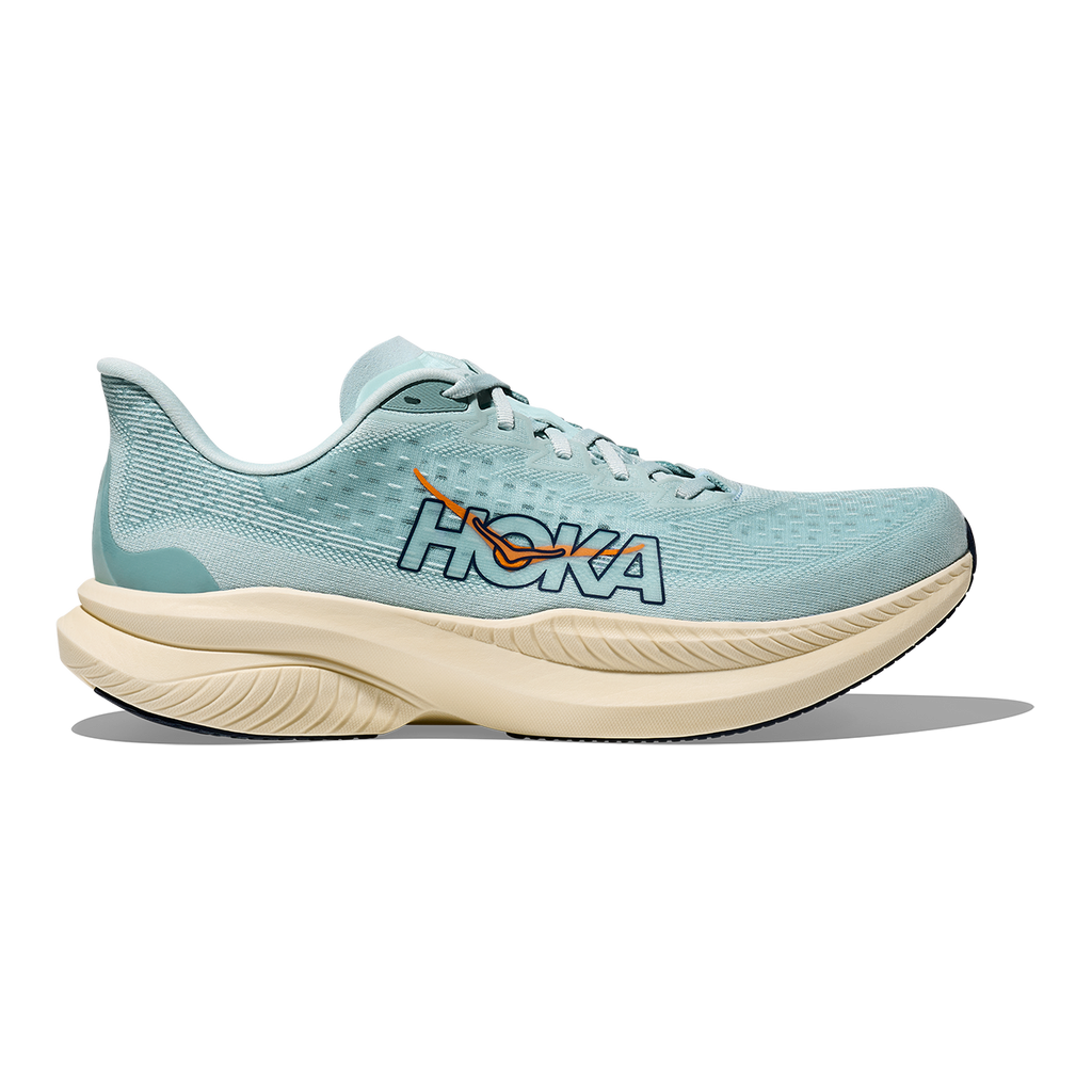 Hoka Mach 6 — Clear Sea - Sea Water — Size D — Width 7 — Front View
