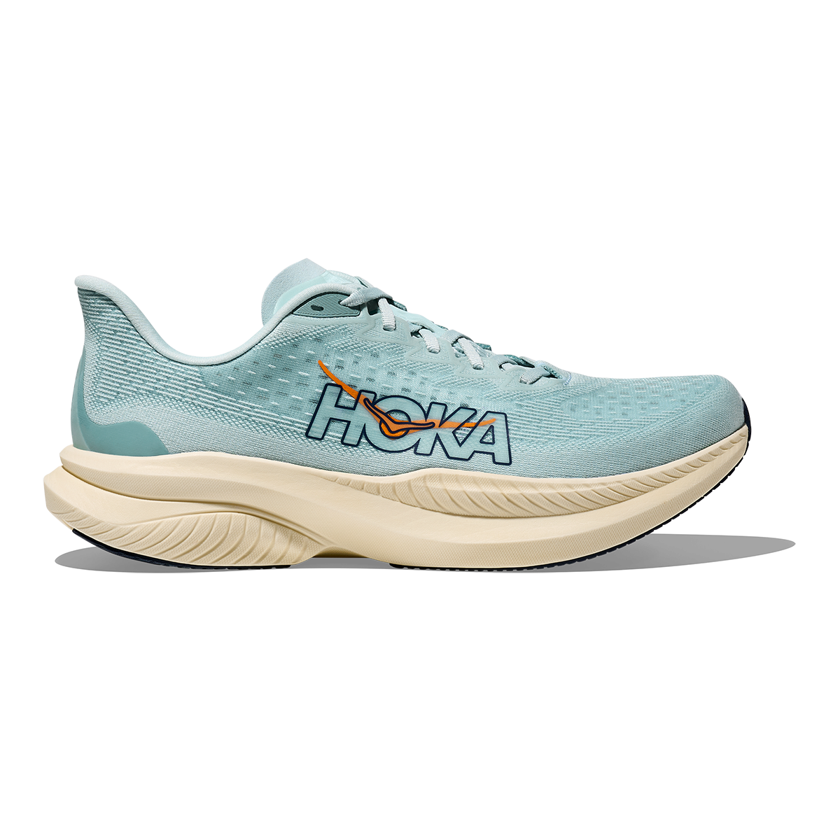 Hoka Mach 6 — Clear Sea - Sea Water — Size D — Width 7 — Front View