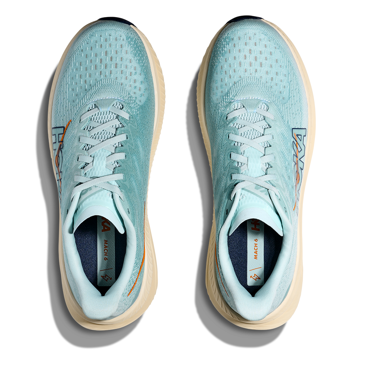 Hoka Mach 6 — Clear Sea - Sea Water — Size D — Width 7 — Back View