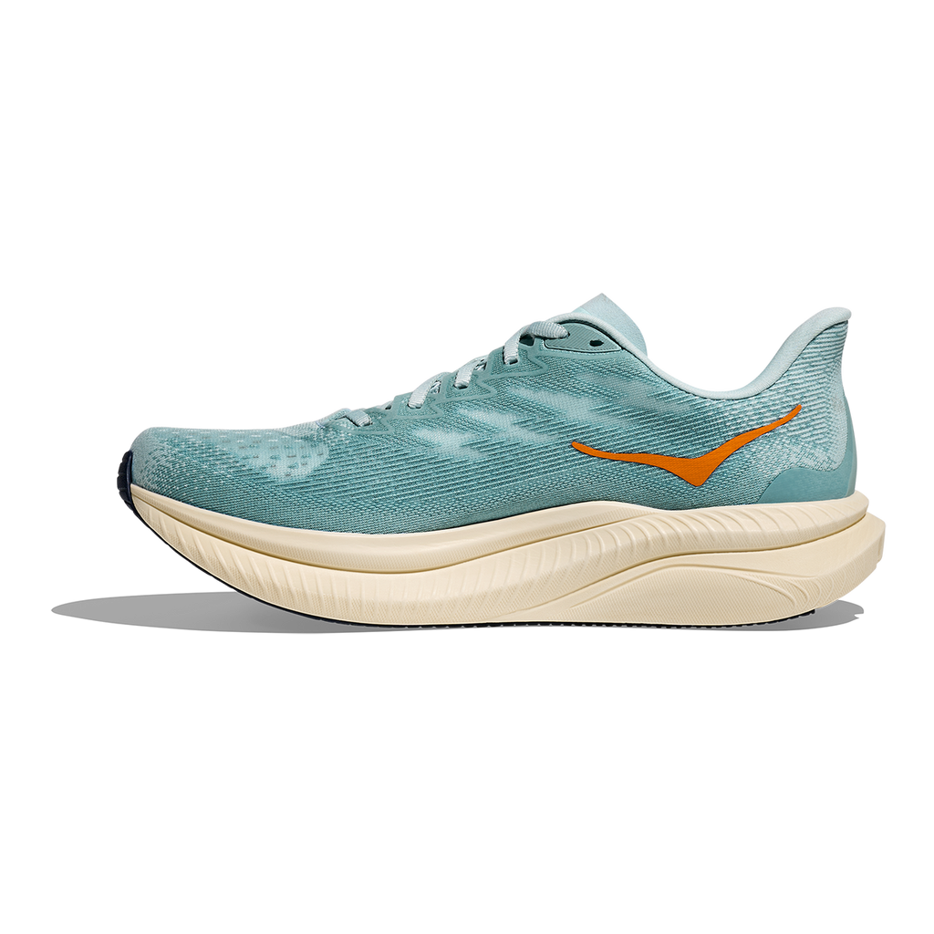 Hoka Mach 6 — Clear Sea - Sea Water — Size D — Width 7 — Side View
