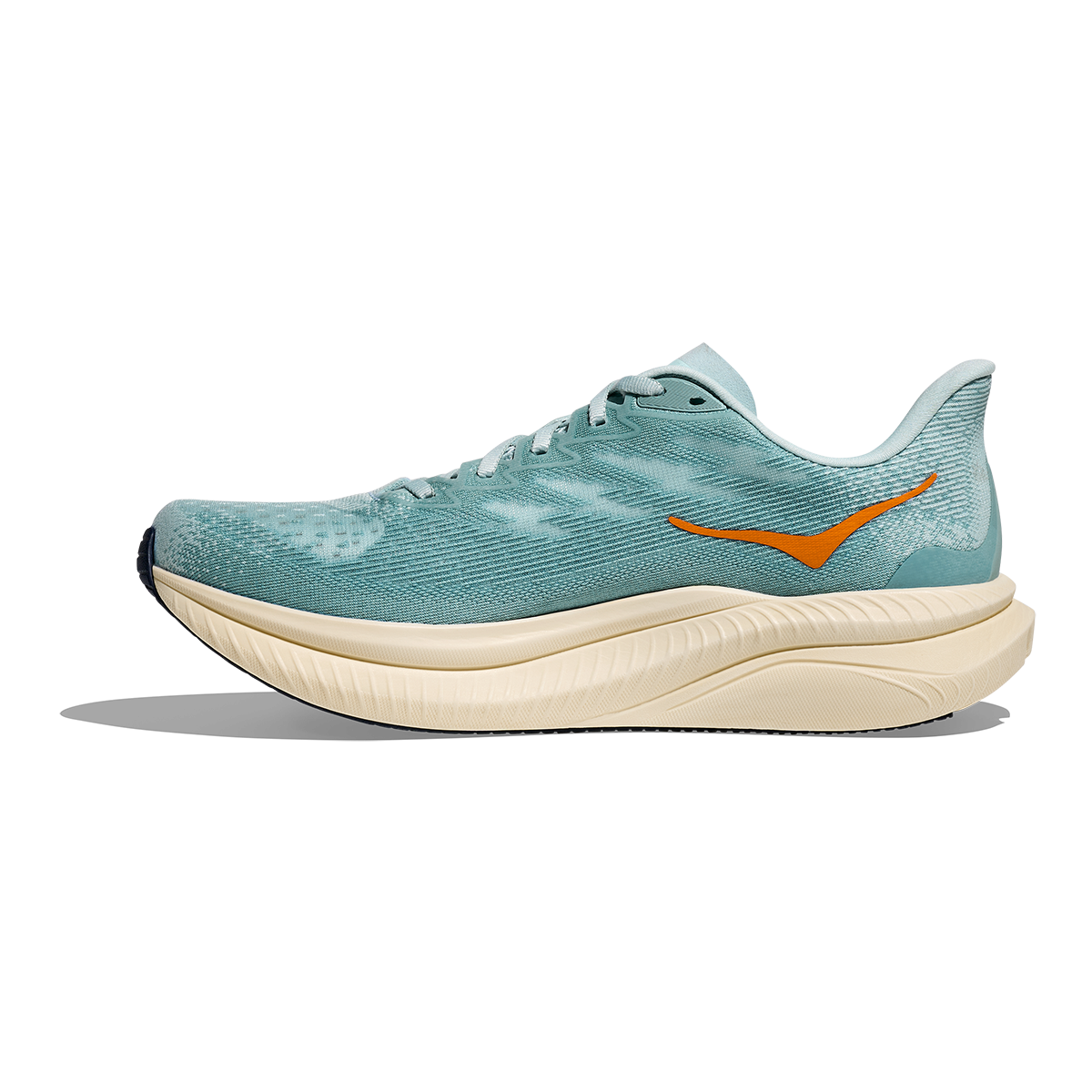Hoka Mach 6 — Clear Sea - Sea Water — Size D — Width 7 — Side View