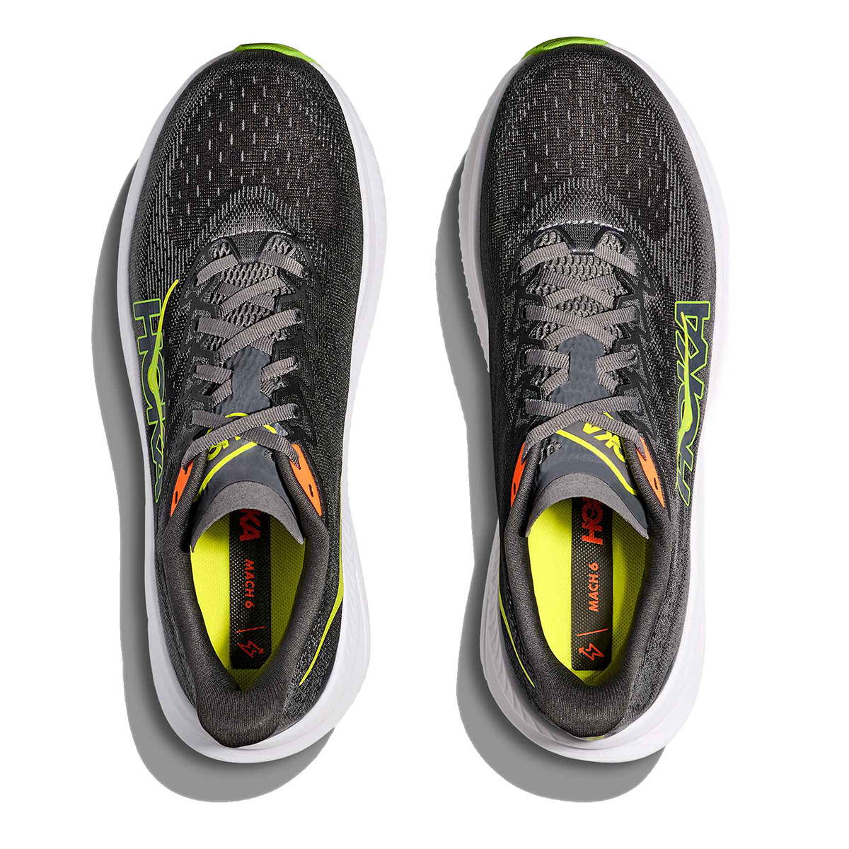 Hoka Mach 6 — Gravel - Asphalt Grey — Size D — Width 7 — Back View