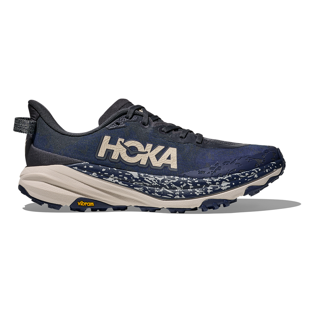 Hoka Speedgoat 6 — Charcoal Grey - Midnight Blue — Size D — Width 7 — Front View