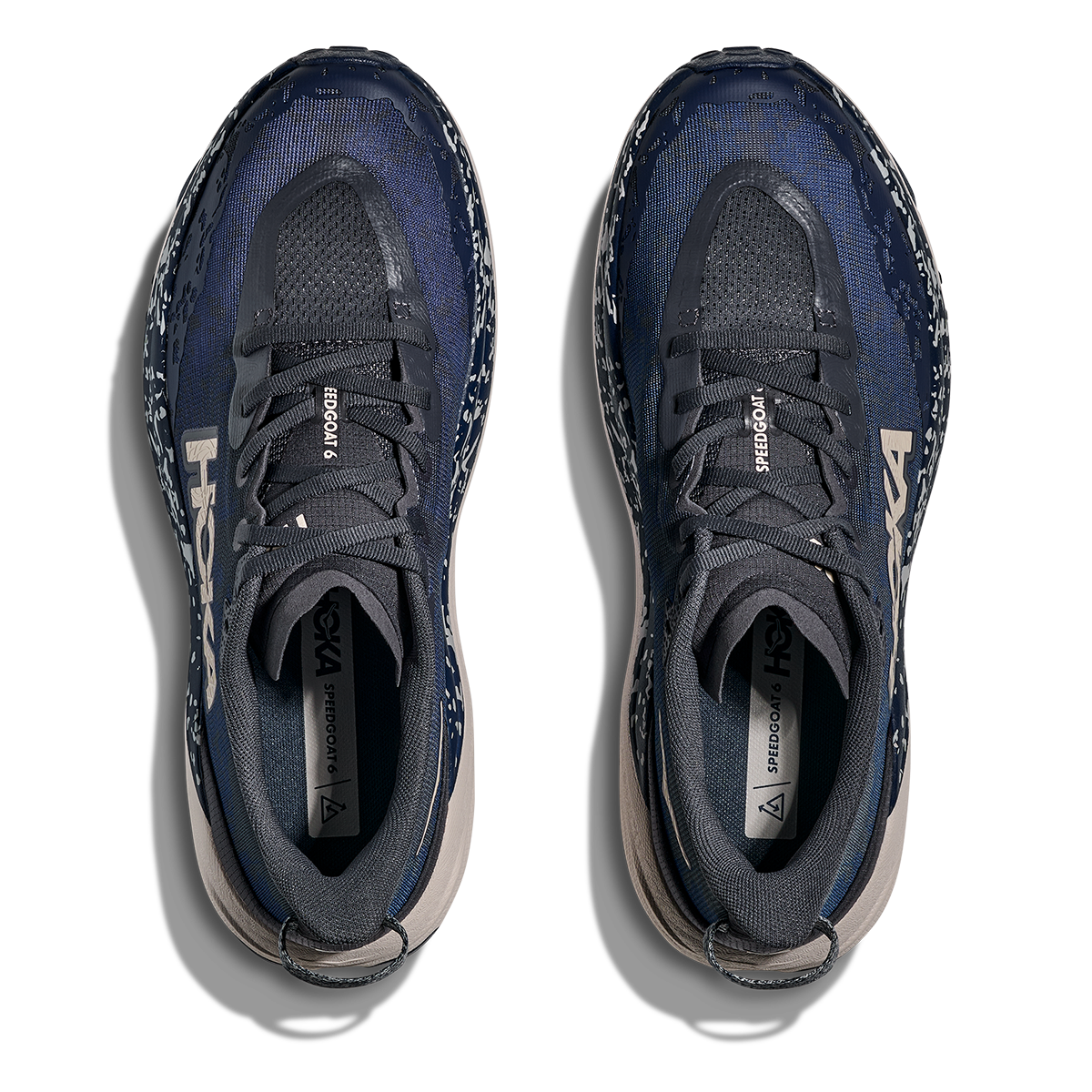 Hoka Speedgoat 6 — Charcoal Grey - Midnight Blue — Size 2E — Width 10 — Back View
