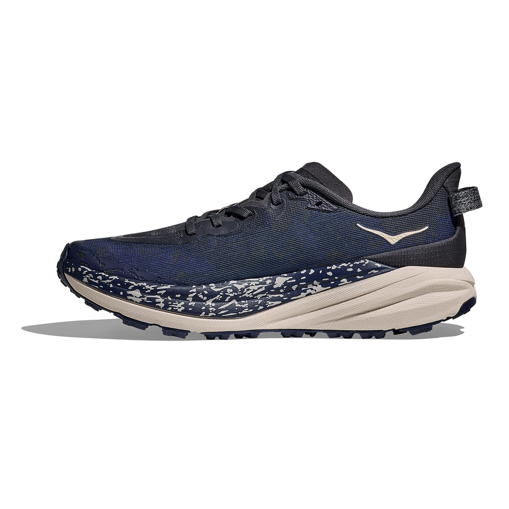 Hoka Speedgoat 6 — Charcoal Grey - Midnight Blue — Size 2E — Width 10 — Side View