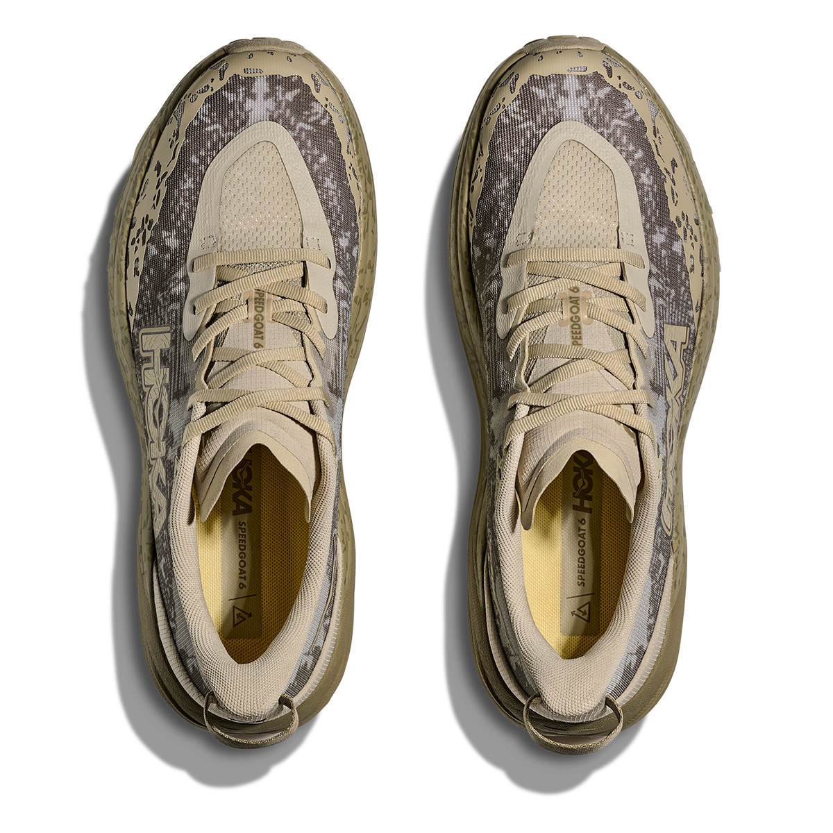 Hoka Speedgoat 6 — Oyster Mushroom - Wild Mushroom — Size D — Width 10.5 — Back View
