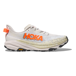 Hoka Speedgoat 6 — White - Neon Tangerine — Size B — Width 5 — Front View