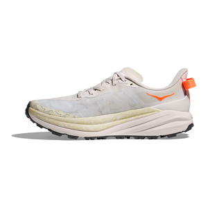 Hoka Speedgoat 6 — White - Neon Tangerine — Size B — Width 5 — Top View