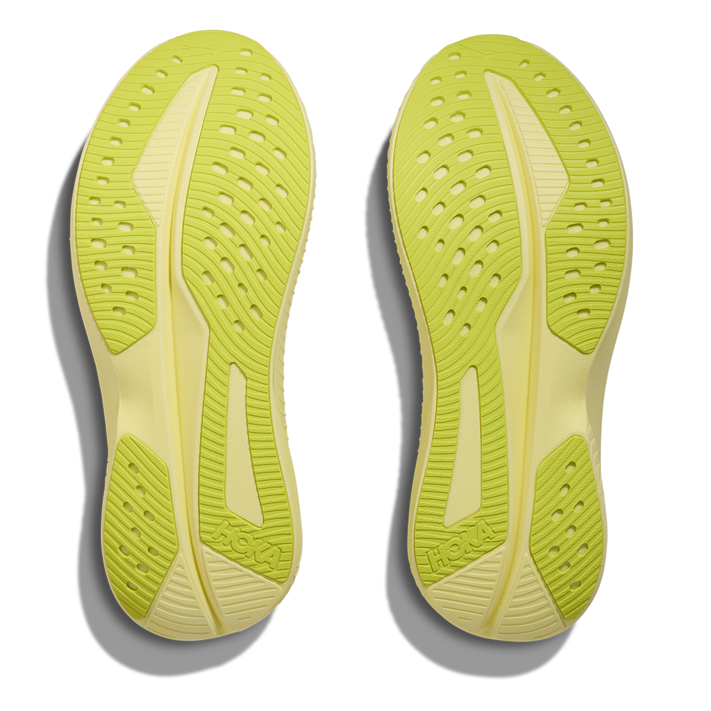 Hoka Mach 6 — White - Neon Hoka Citrus — Size B — Width 5 — Top View