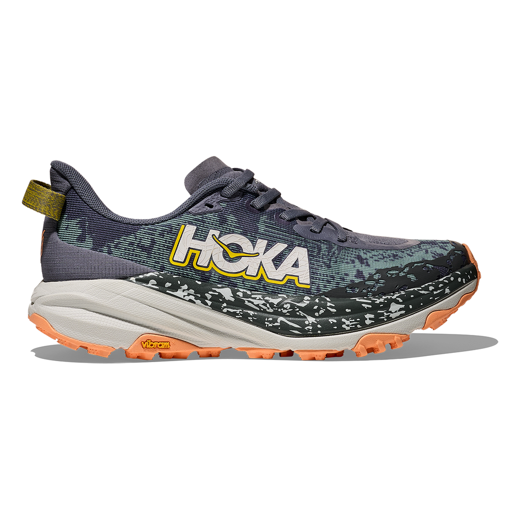 Hoka Speedgoat 6 — Grey Skies - Cosmic Grey — Size D — Width 10.5 — Front View