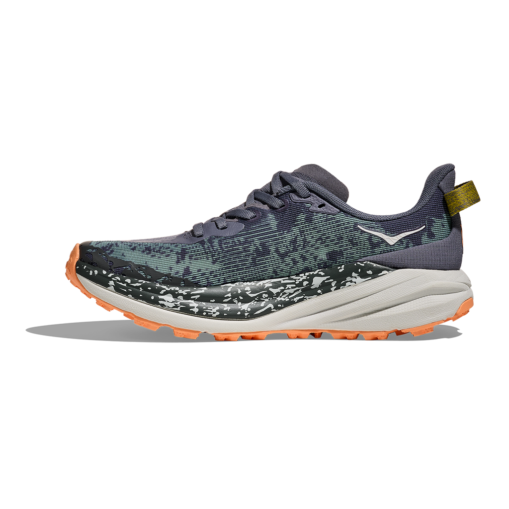 Hoka Speedgoat 6 — Grey Skies - Cosmic Grey — Size B — Width 5 — Side View