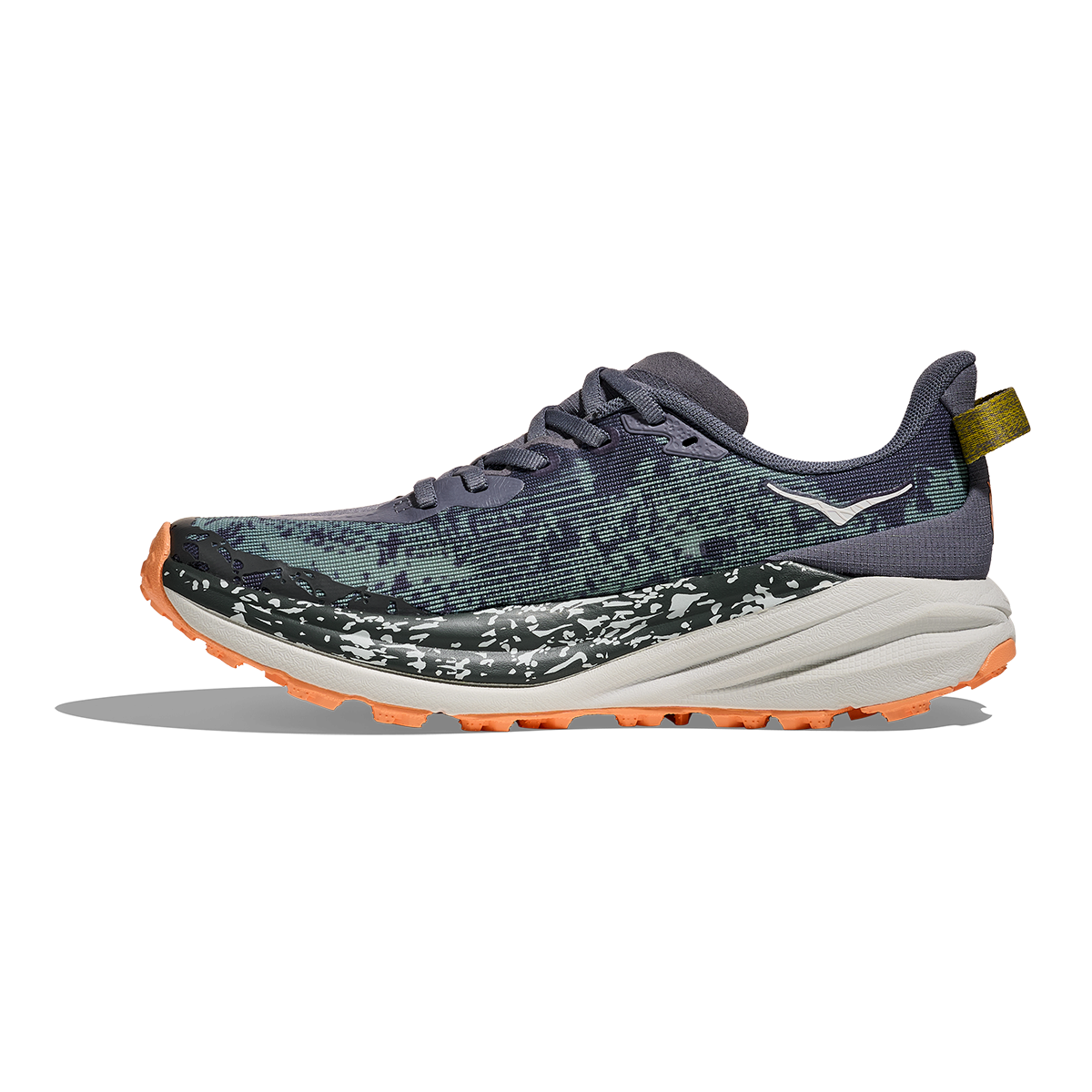 Hoka Speedgoat 6 — Grey Skies - Cosmic Grey — Size B — Width 5 — Side View