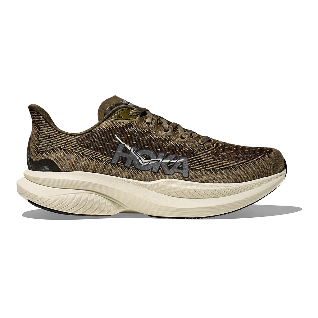 Hoka Mach 6 — Antique Olive - Truffle Salt — Size 2E — Width 7 — Front View