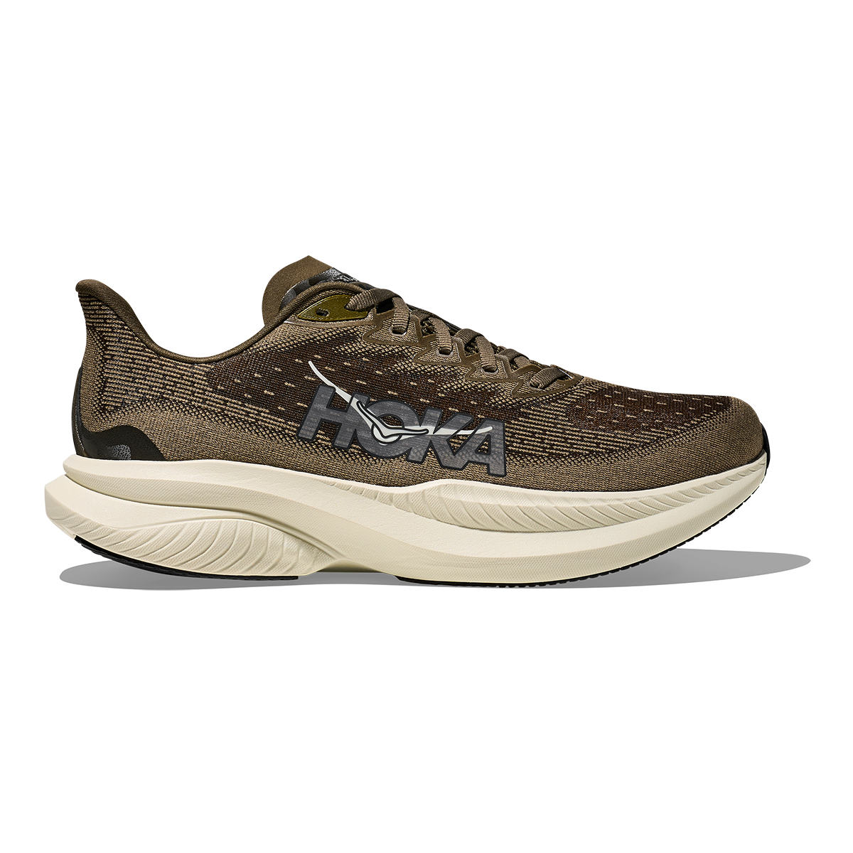 Hoka Mach 6 — Antique Olive - Truffle Salt — Size 2E — Width 7 — Front View