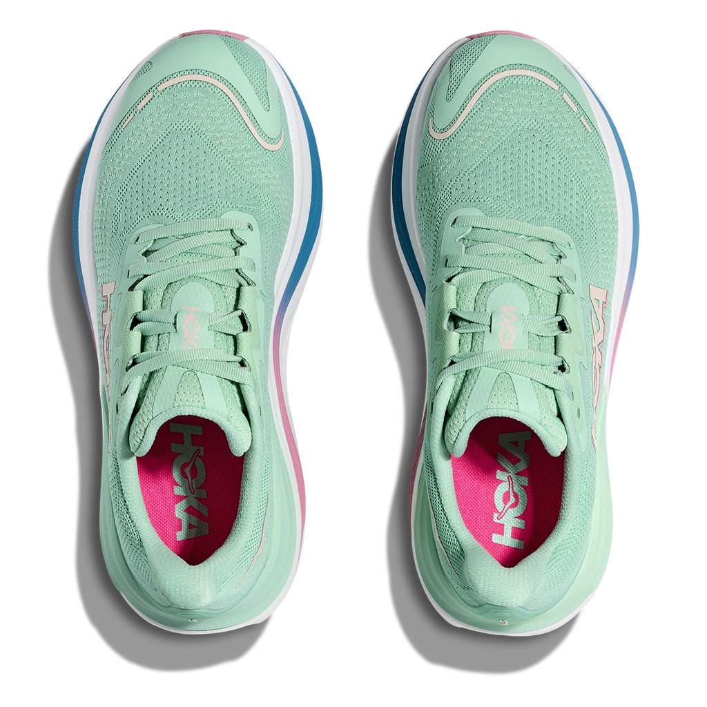 Hoka Skyward X — Jadeite - Dried Rose — Size B — Width 5 — Back View