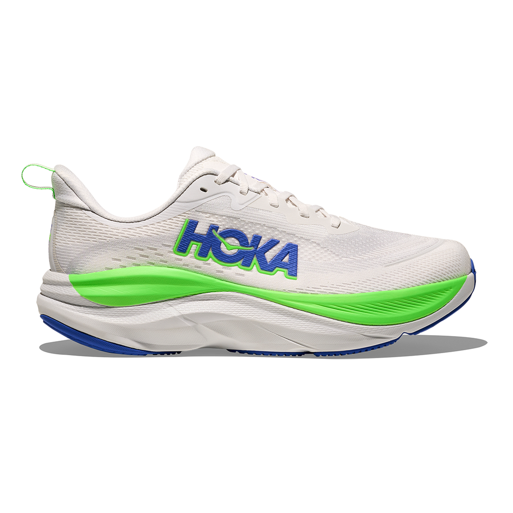 Hoka Skyflow — Cosmic Grey - Neon Green — Size D — Width 7 — Back View