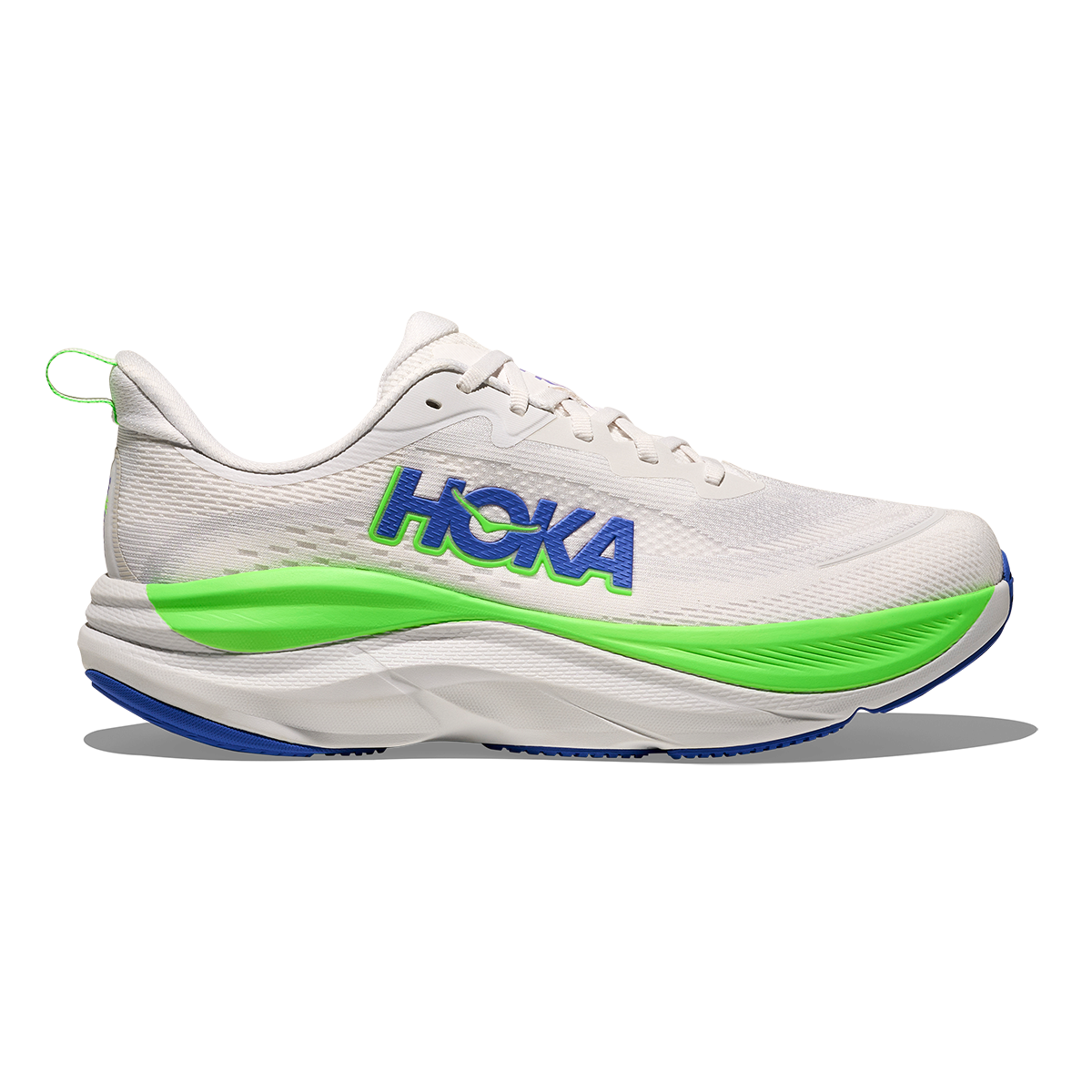 Hoka Skyflow — Cosmic Grey - Neon Green — Size D — Width 7 — Back View
