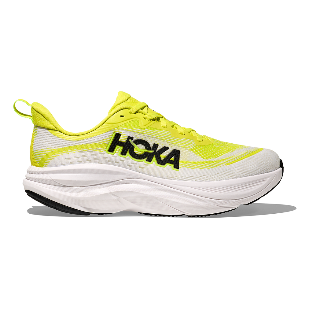 Hoka Skyflow — Neon Hoka Citrus - Neon White — Size D — Width 7 — Front View
