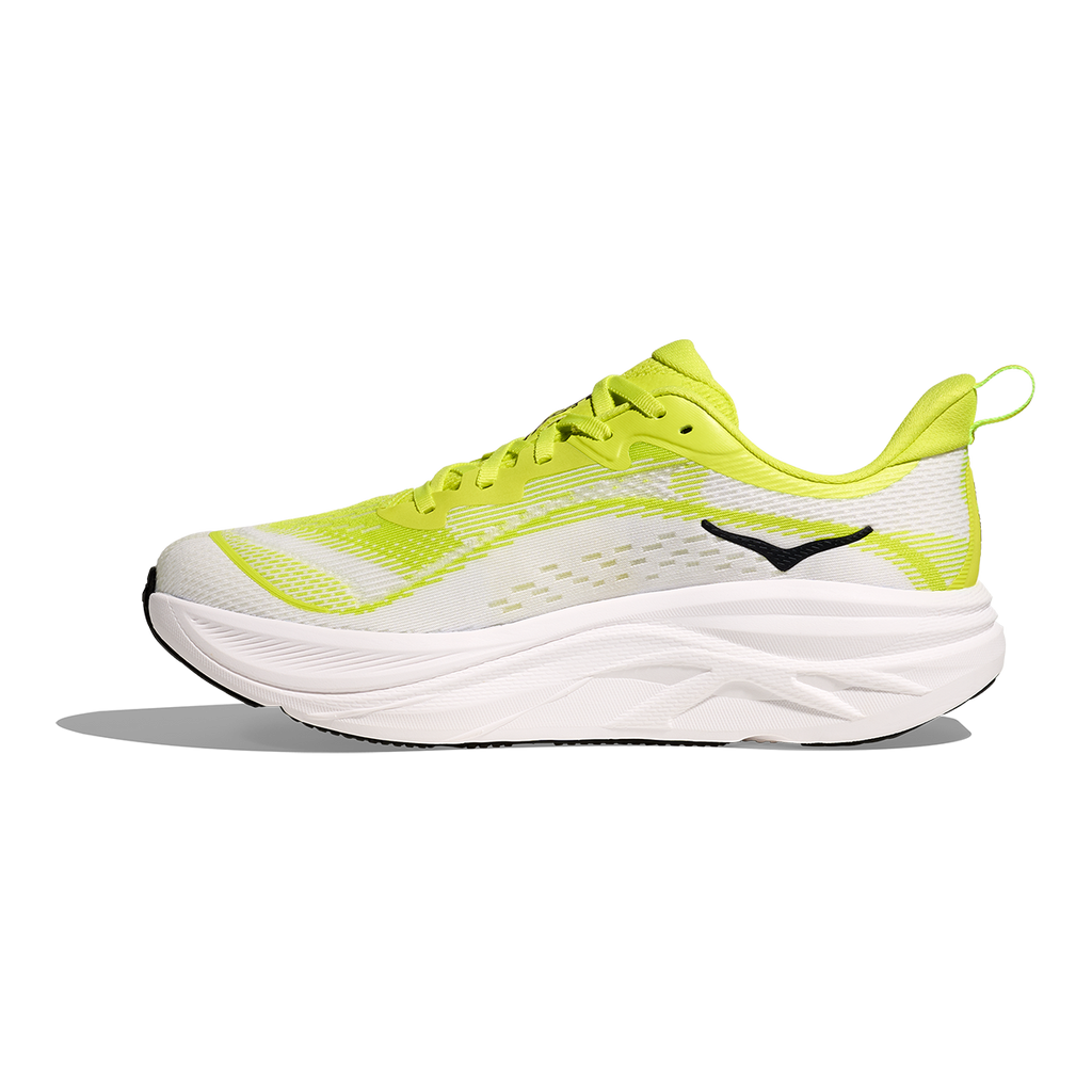 Hoka Skyflow — Neon Hoka Citrus - Neon White — Size D — Width 7 — Side View