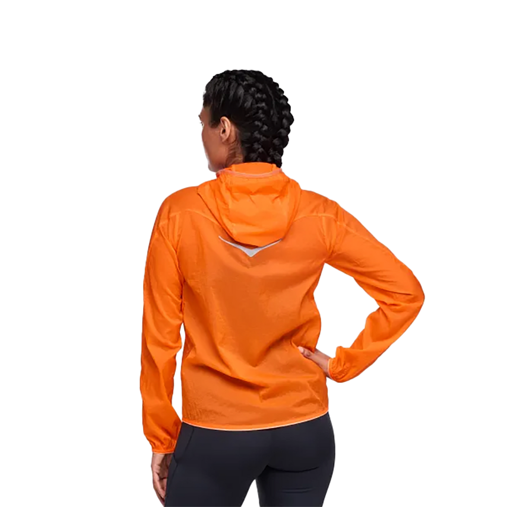 Hoka Skyflow Jacket Viz — Electric Tangerine — Size Large — Top View