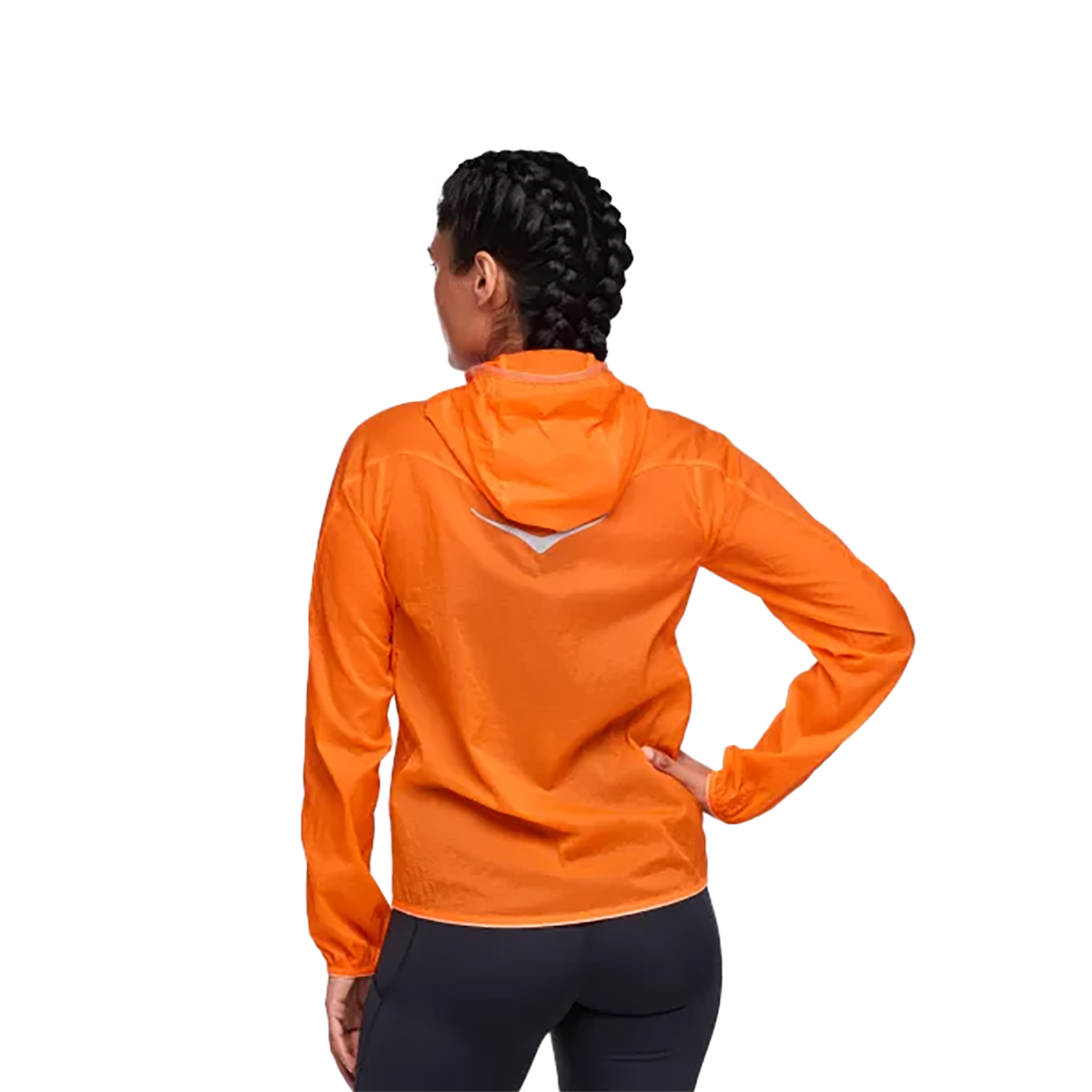 Hoka Skyflow Jacket Viz — Electric Tangerine — Size Large — Top View