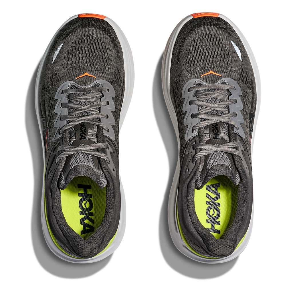 Hoka Bondi 9 Asphalt Grey - Gravel — Asphalt Grey - Gravel — Size D — Width 7 — Back View
