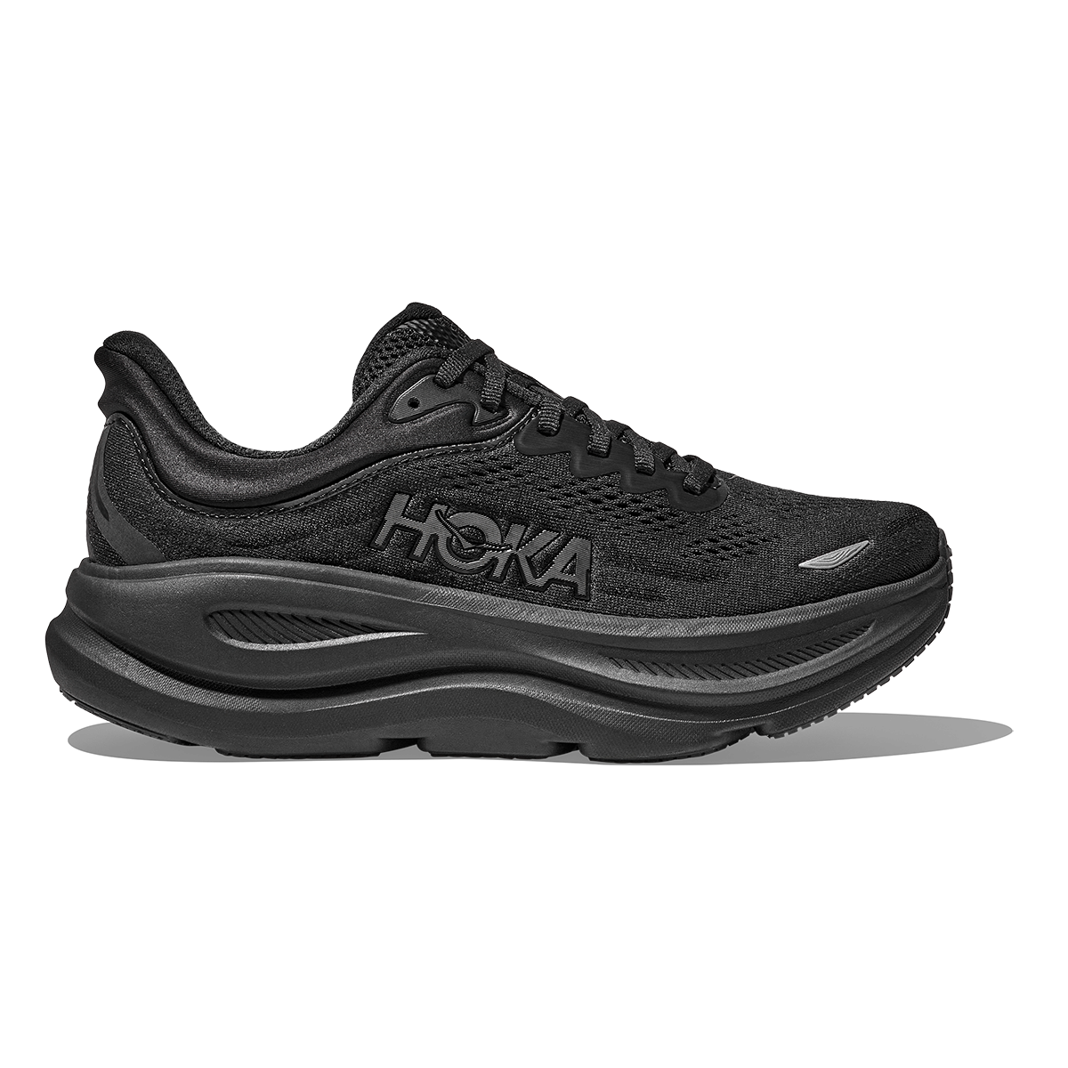 Hoka Bondi 9 Black - Black — Black - Black — Size D — Width 7 — Front View