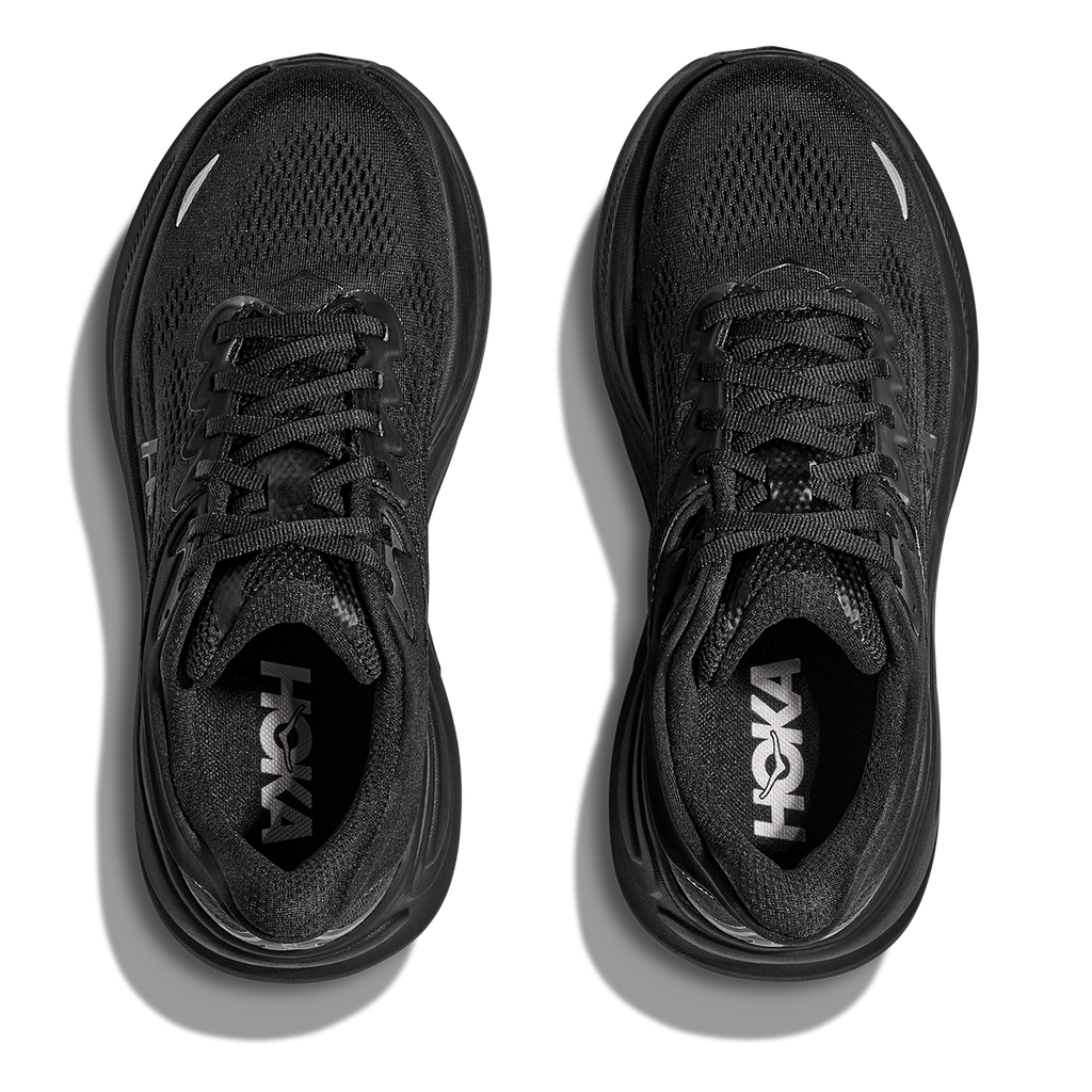 Hoka Bondi 9 Black - Black — Black - Black — Size D — Width 7 — Back View