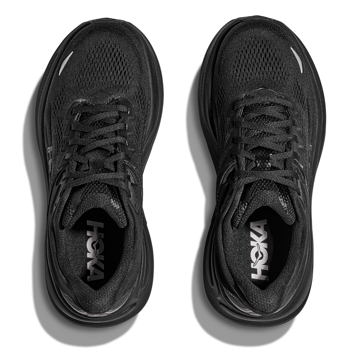 Hoka Bondi 9 Black - Black — Black - Black — Size D — Width 7 — Back View