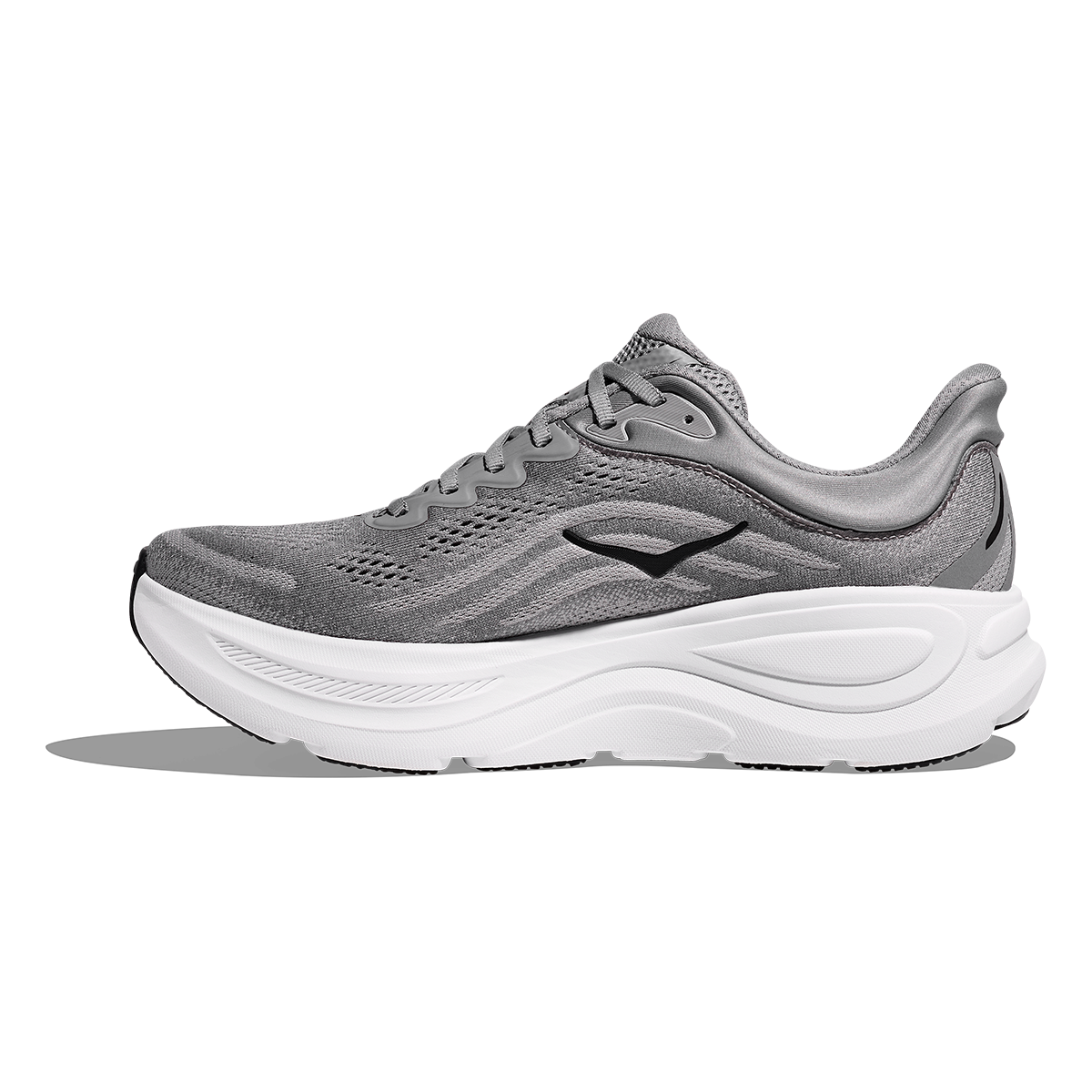 Hoka Bondi 9 Galactic Grey - Stellar Grey — Galactic Grey - Stellar Grey — Size D — Width 7 — Side View