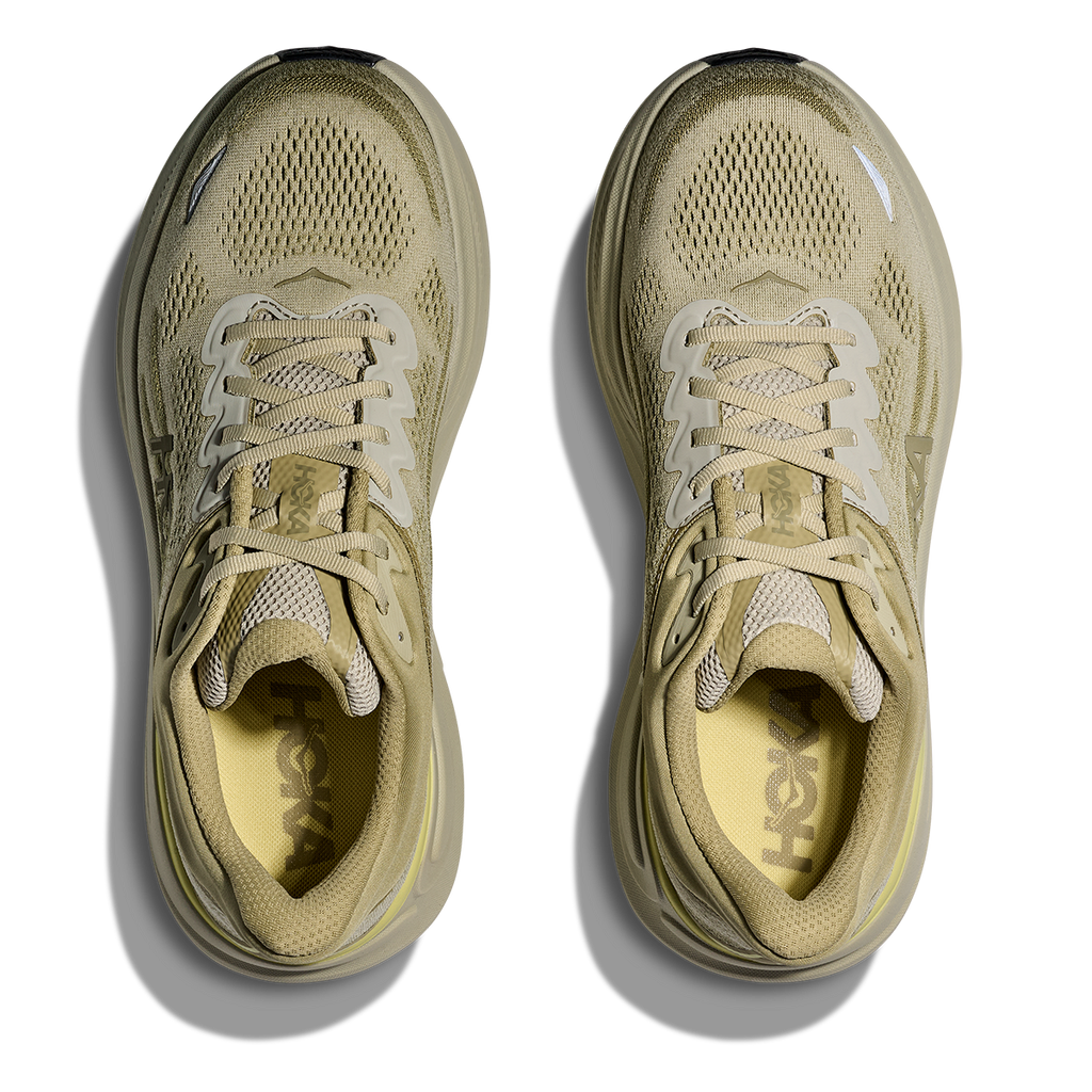 Hoka Bondi 9 Grassland - Oyster Mushroom — Grassland - Oyster Mushroom — Size D — Width 7 — Back View