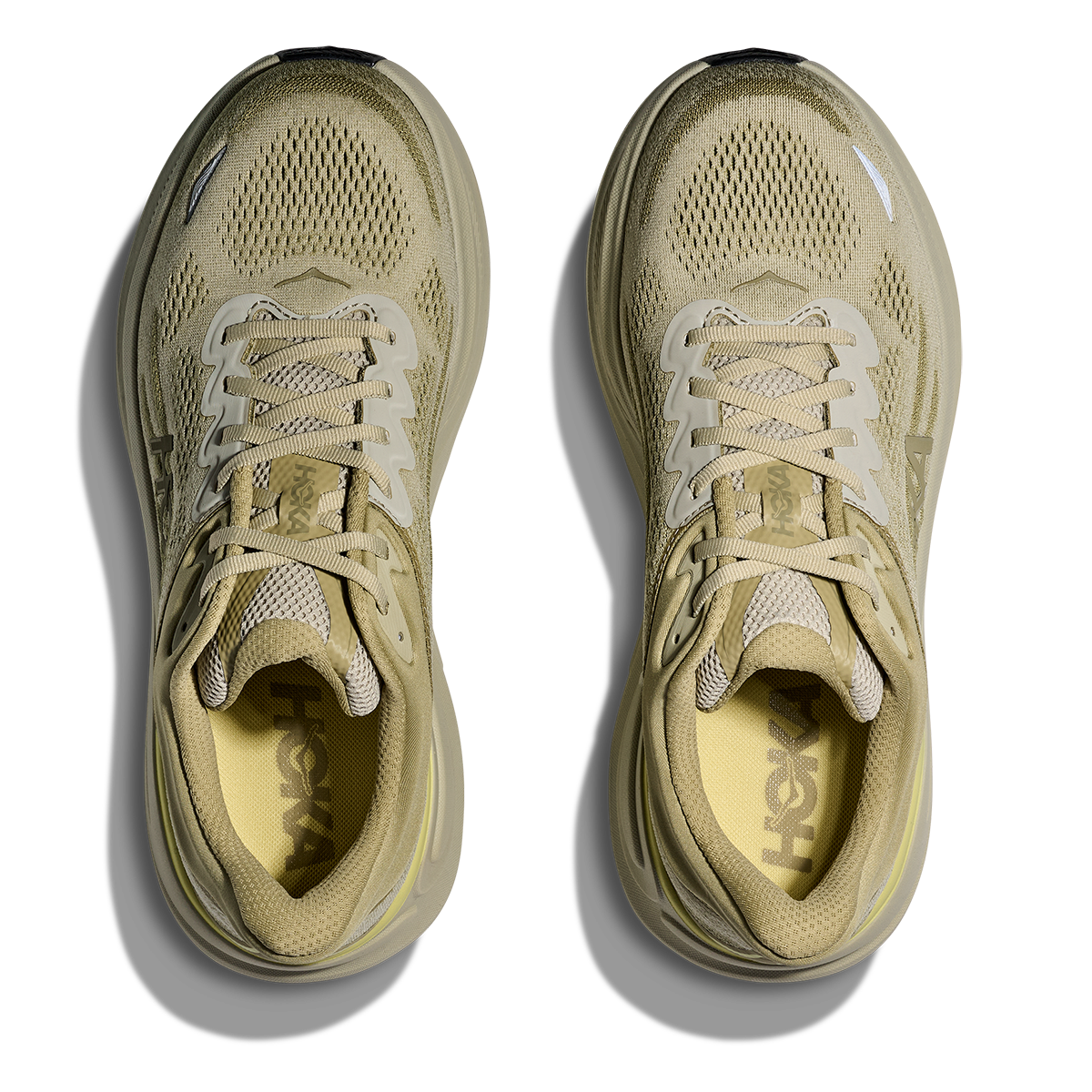 Hoka Bondi 9 Grassland - Oyster Mushroom — Grassland - Oyster Mushroom — Size D — Width 7 — Back View