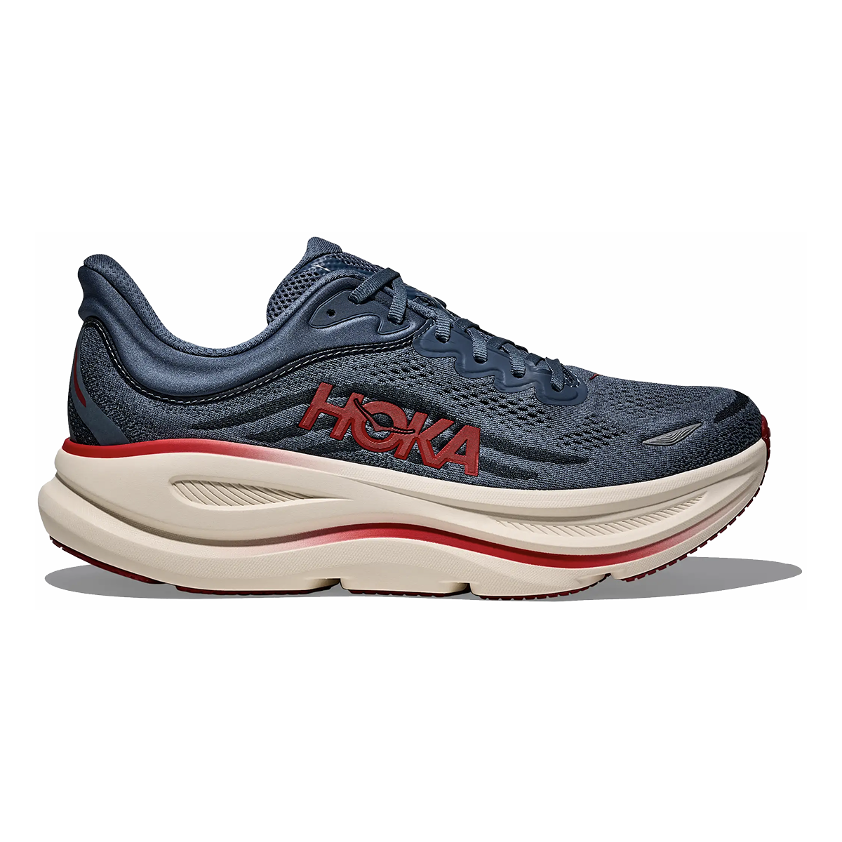 Hoka Bondi 9 — Thunder Cloud - Vermillion — Size D — Width 7 — Front View