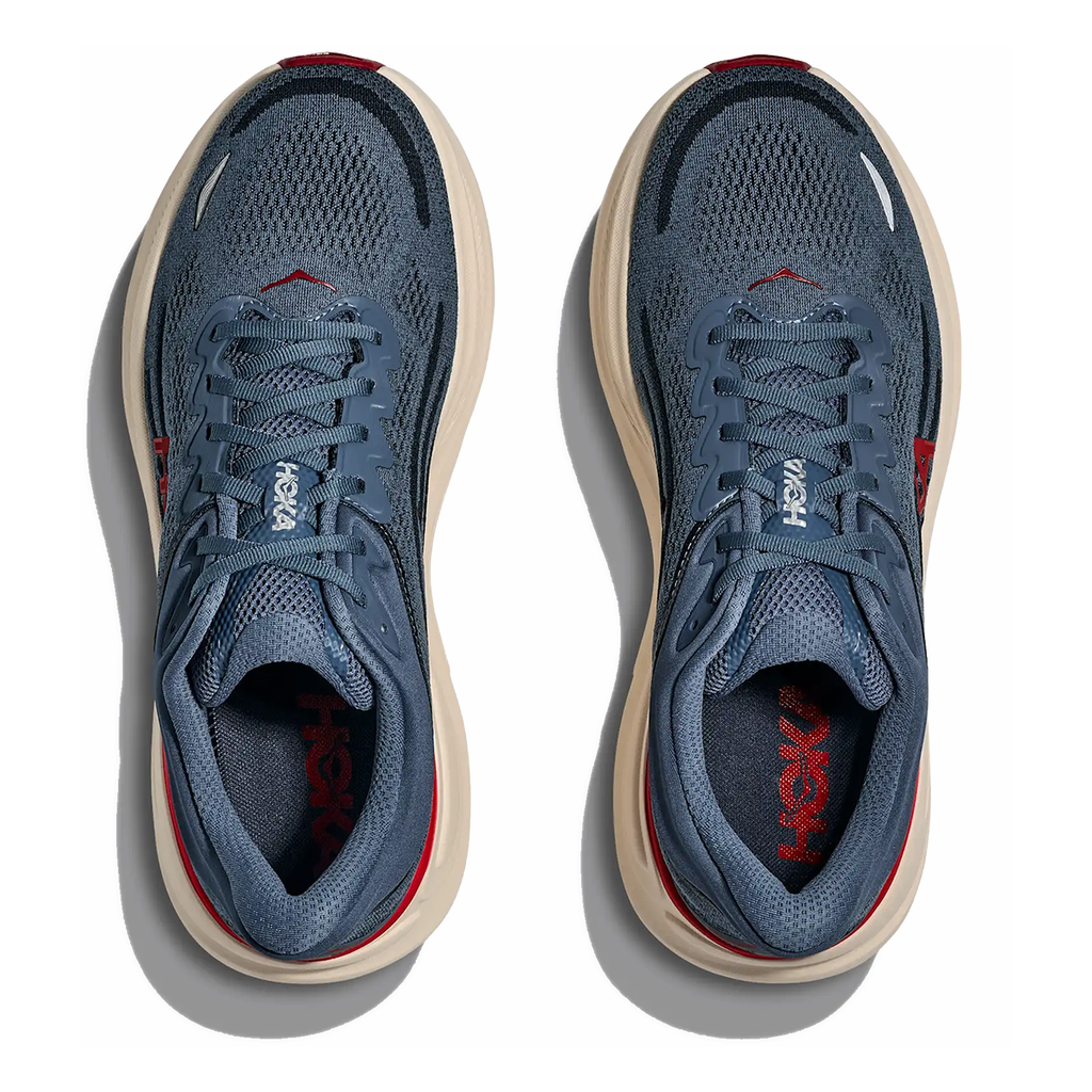 Hoka Bondi 9 — Thunder Cloud - Vermillion — Size D — Width 7 — Back View