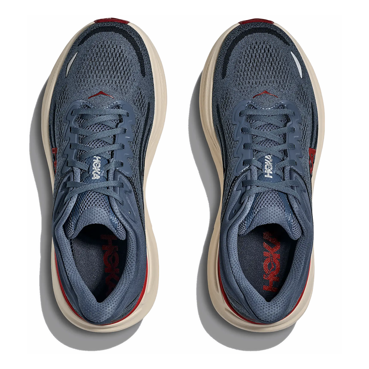 Hoka Bondi 9 — Thunder Cloud - Vermillion — Size D — Width 7 — Back View