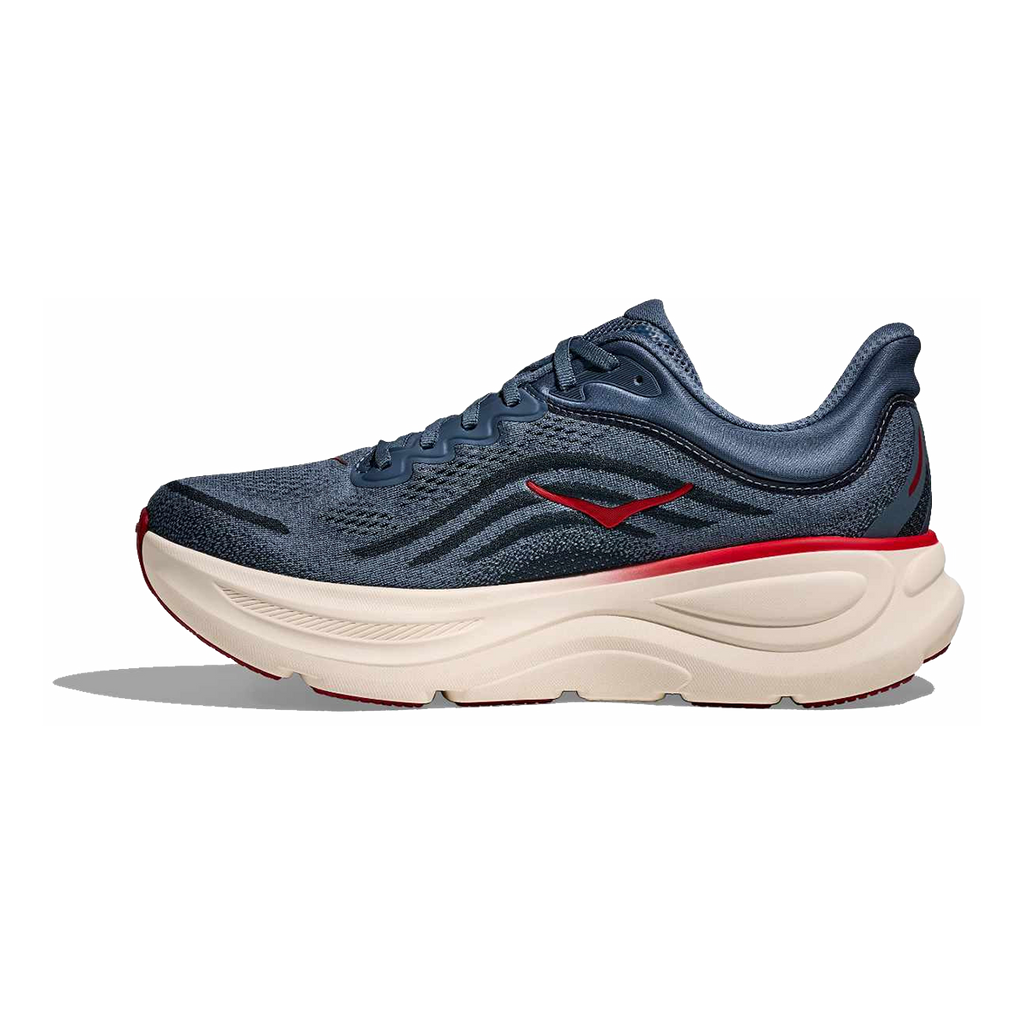 Hoka Bondi 9 — Thunder Cloud - Vermillion — Size D — Width 7 — Side View