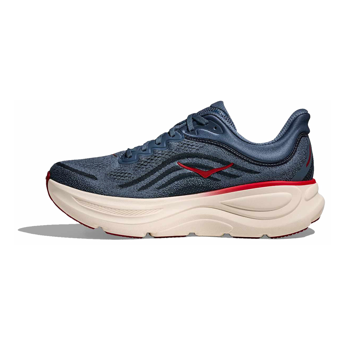 Hoka Bondi 9 — Thunder Cloud - Vermillion — Size D — Width 7 — Side View