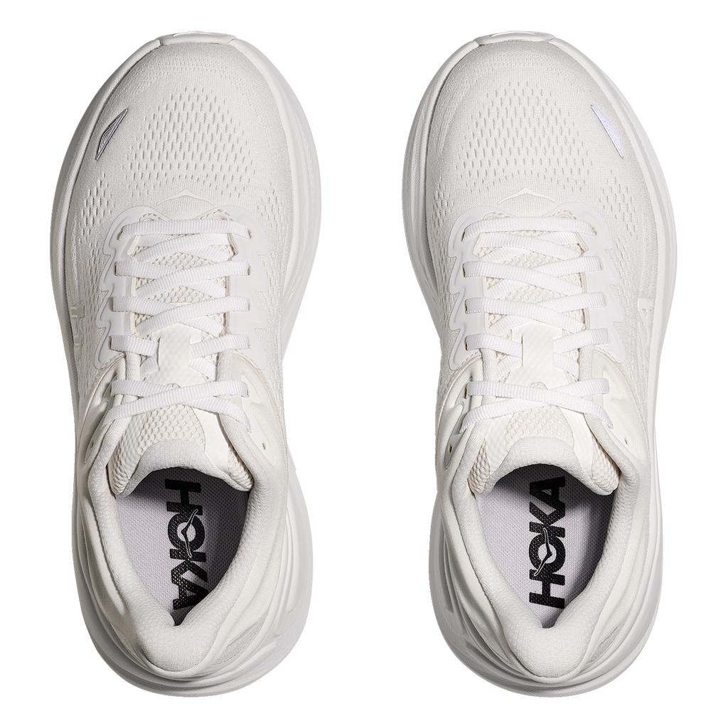 Hoka Bondi 9 White - White — White - White — Size B — Width 4 — Back View