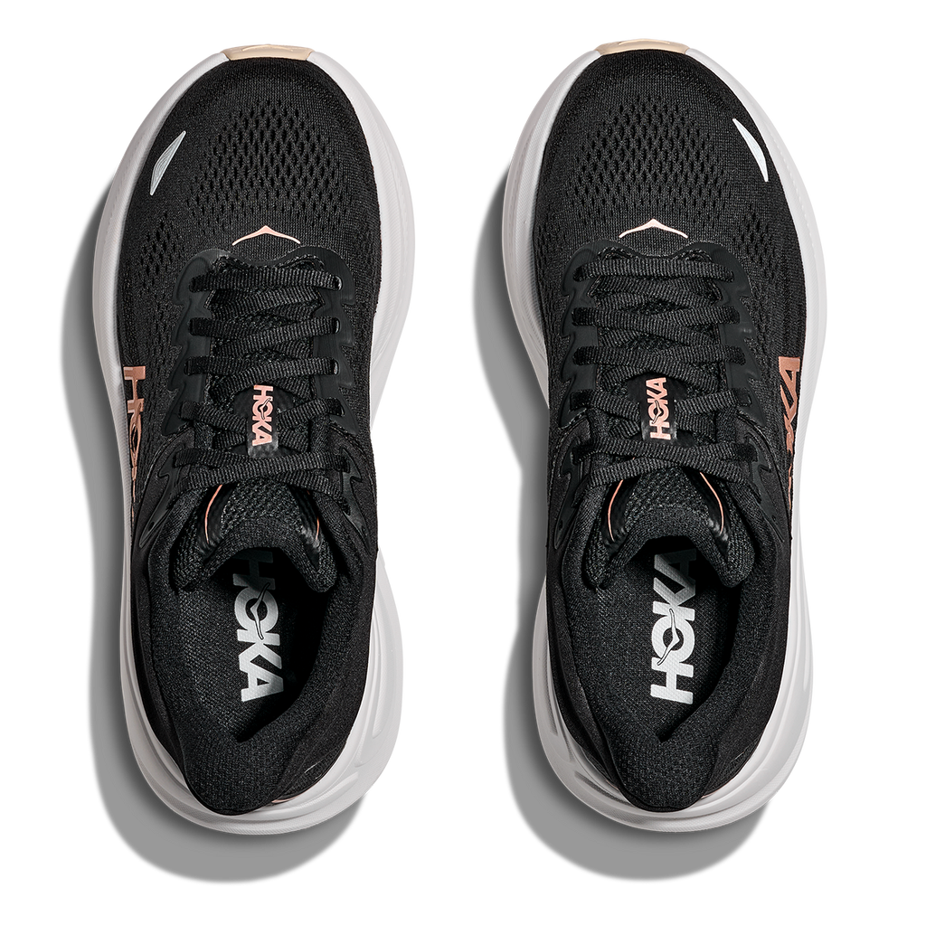 Hoka Bondi 9 Black - Rose Gold — Black - Rose Gold — Size B — Width 4 — Back View