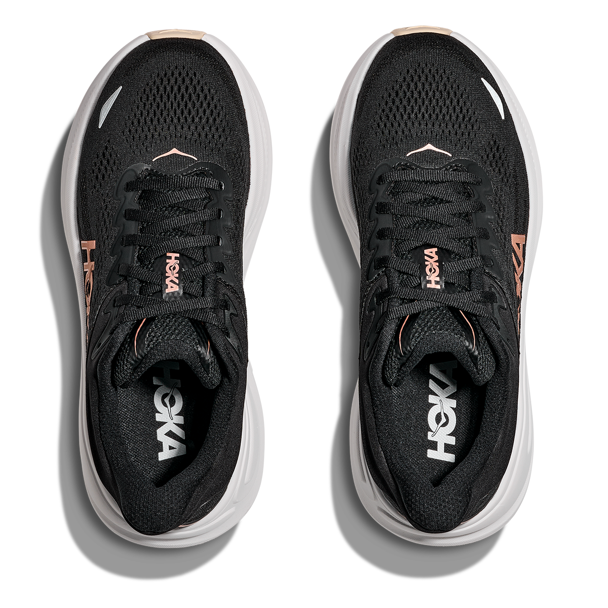 Hoka Bondi 9 Black - Rose Gold — Black - Rose Gold — Size B — Width 4 — Back View