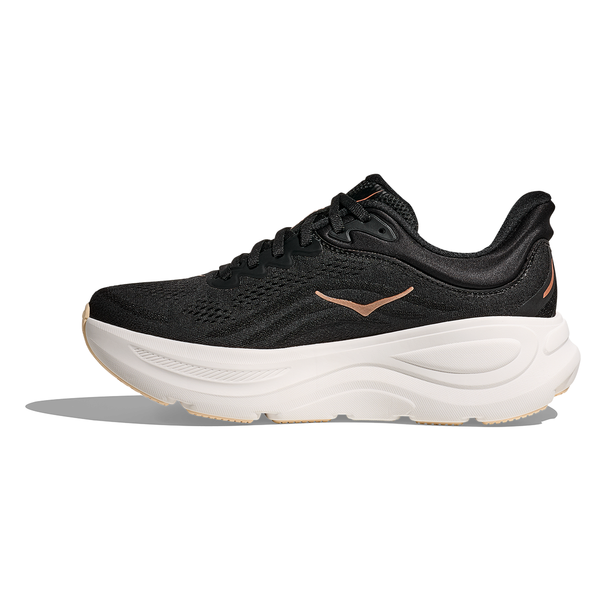 Hoka Bondi 9 Black - Rose Gold — Black - Rose Gold — Size B — Width 4 — Side View