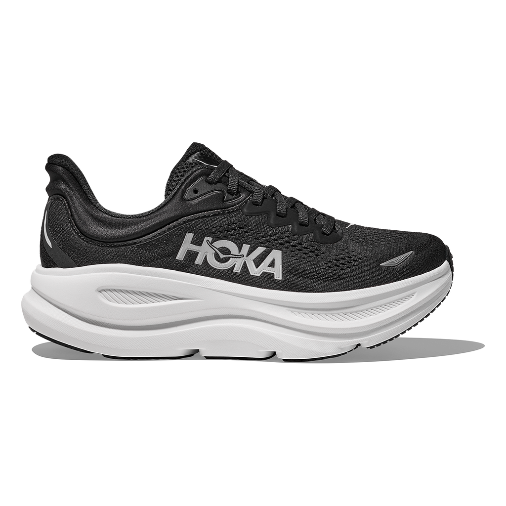 Hoka Bondi 9 Black - White — Black - White — Size D — Width 7 — Front View