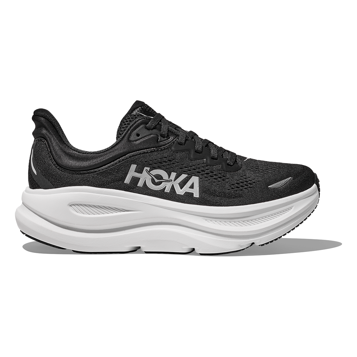 Hoka Bondi 9 Black - White — Black - White — Size B — Width 4 — Front View