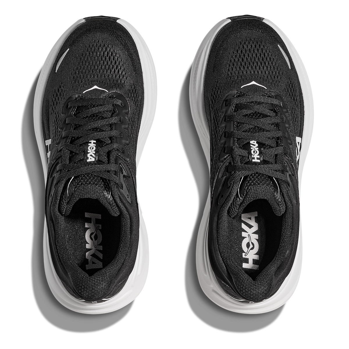 Hoka Bondi 9 Black - White — Black - White — Size D — Width 7 — Back View