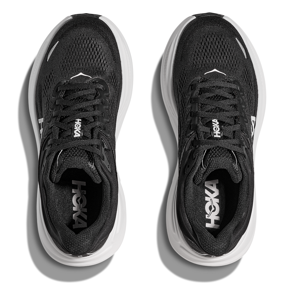 Hoka Bondi 9 Black - White — Black - White — Size B — Width 4 — Back View