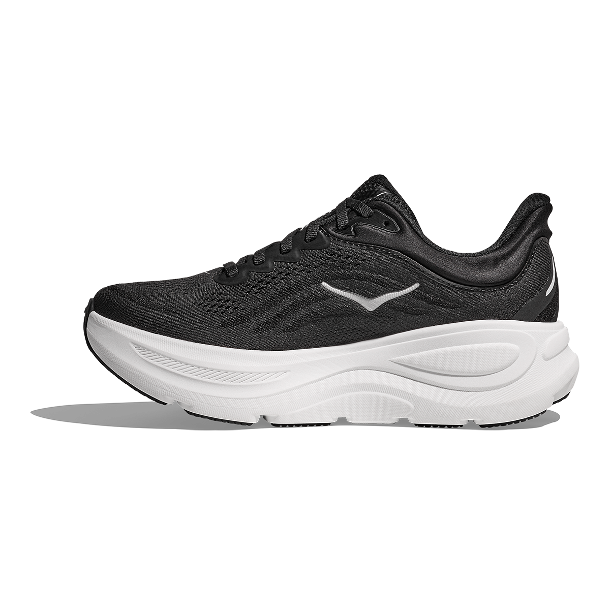 Hoka Bondi 9 Black - White — Black - White — Size D — Width 7 — Side View