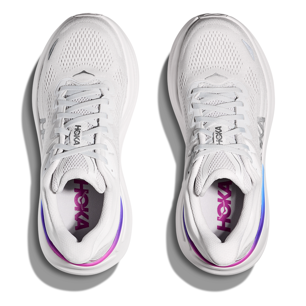 Hoka Bondi 9 Cosmic Grey - White — Cosmic Grey - White — Size B — Width 4 — Back View