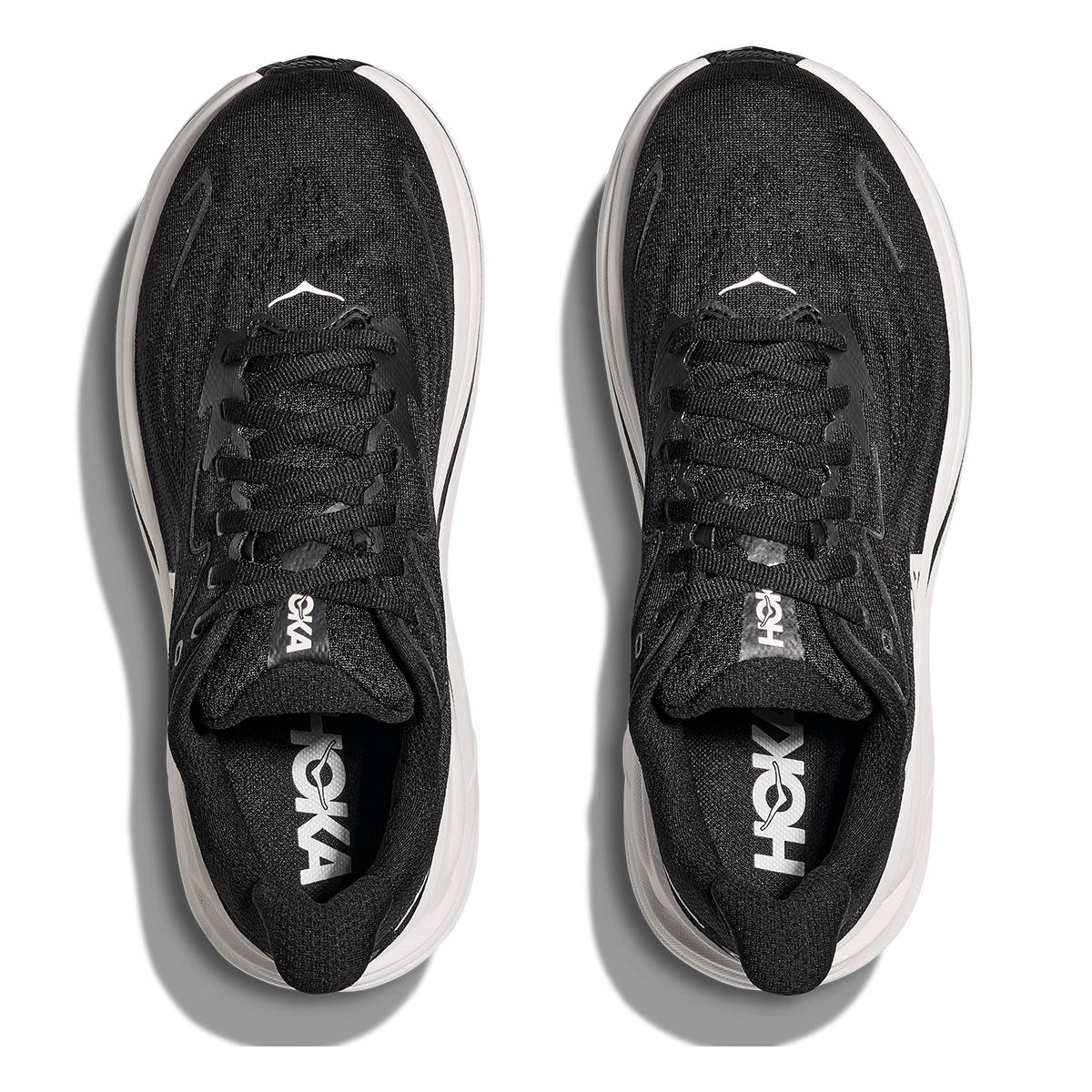 Hoka Clifton 10 — Black - White — Size D — Width 7 — Back View